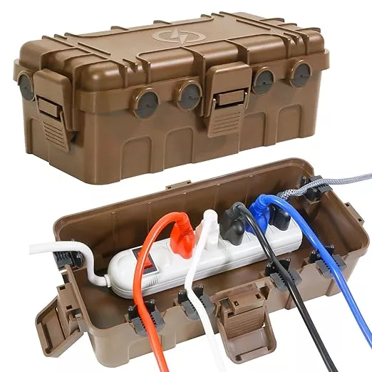 [2 Pack] Outdoor Electrical Box Waterproof, OUTDSPLY Medium Outdoor Electrical Box (11.6x5.2x4.1 inch)w/ 6 Cable Entry, Weatherproof Connection Box for Power Strip, Plug, Timer, Holiday Lights, Green