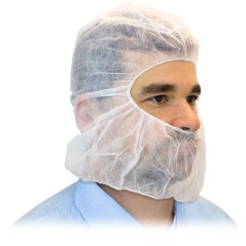 "24" White Disposable Bouffant Caps and Beard Cover Combo - XL -1000 Each