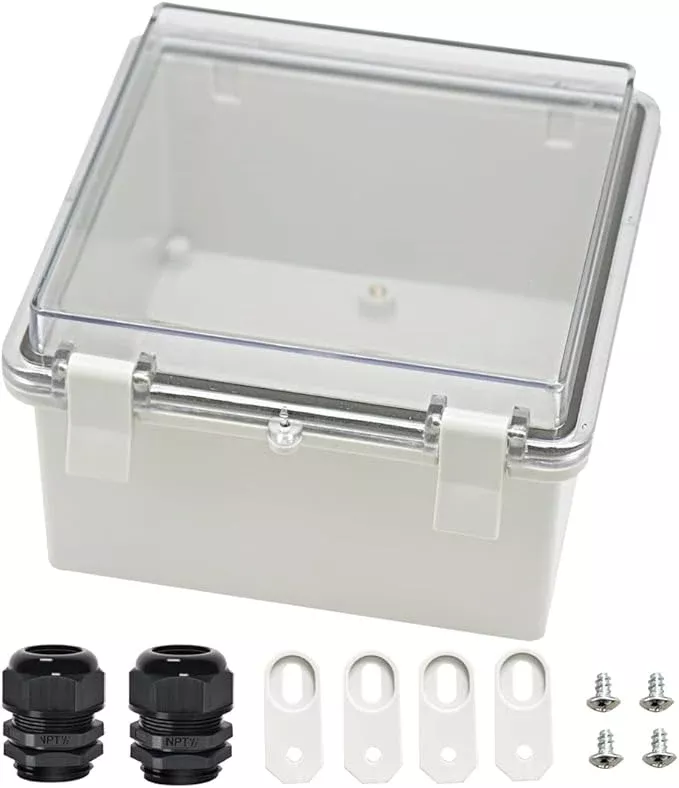 Zulkit Junction Box ABS Plastic Dustproof Waterproof IP65 Electrical Boxes Hinged Shell Outdoor Universal Project Enclosure 8.7 x 6.7 x 4.3 inch (220x170x110 mm)